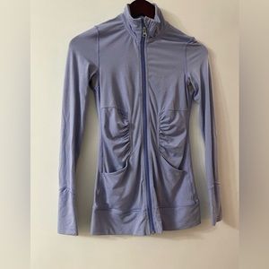 Titika Open Back zip up sweater in periwinkle